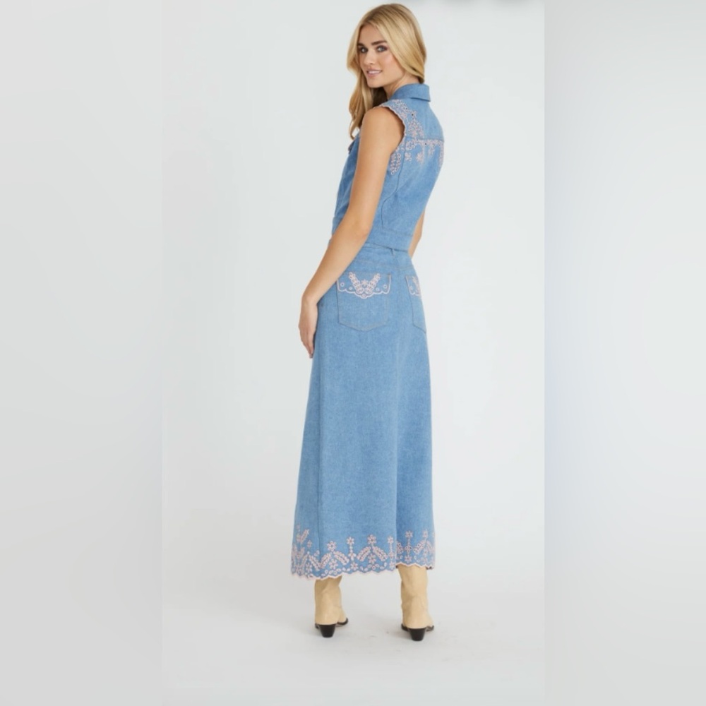 New Driftwood Serena Denim Skirt in Pink Promise size 27 - Picture 4 of 13